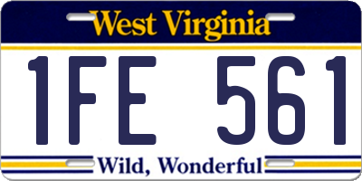WV license plate 1FE561