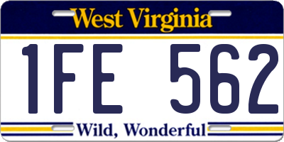 WV license plate 1FE562