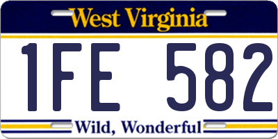 WV license plate 1FE582