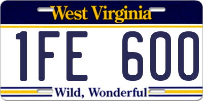 WV license plate 1FE600