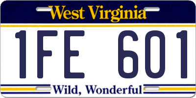 WV license plate 1FE601