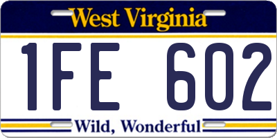 WV license plate 1FE602