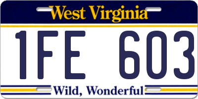 WV license plate 1FE603