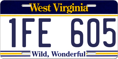 WV license plate 1FE605