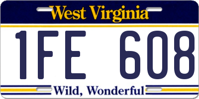 WV license plate 1FE608