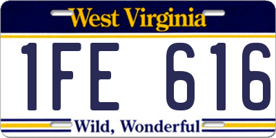 WV license plate 1FE616