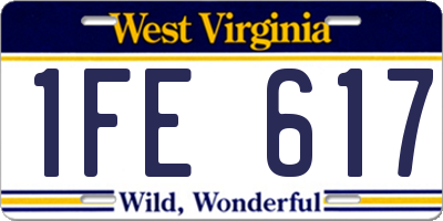 WV license plate 1FE617