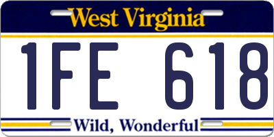 WV license plate 1FE618