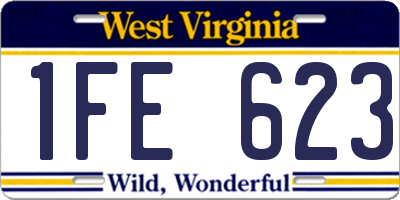 WV license plate 1FE623