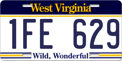 WV license plate 1FE629