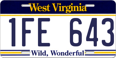 WV license plate 1FE643
