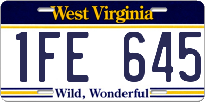 WV license plate 1FE645
