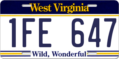 WV license plate 1FE647