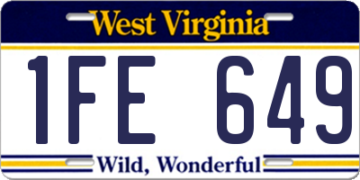 WV license plate 1FE649