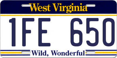 WV license plate 1FE650