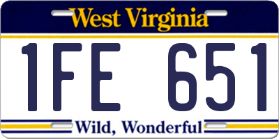 WV license plate 1FE651