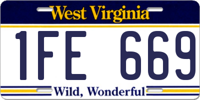WV license plate 1FE669