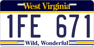 WV license plate 1FE671