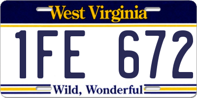WV license plate 1FE672