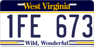 WV license plate 1FE673