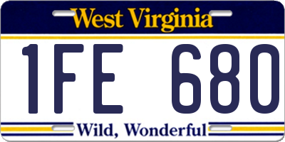WV license plate 1FE680
