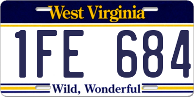 WV license plate 1FE684