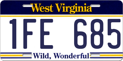 WV license plate 1FE685