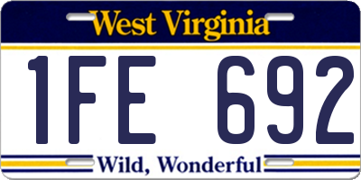 WV license plate 1FE692