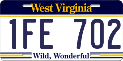 WV license plate 1FE702