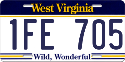 WV license plate 1FE705