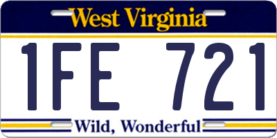 WV license plate 1FE721