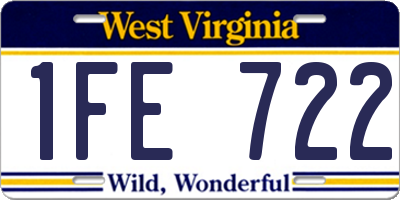 WV license plate 1FE722