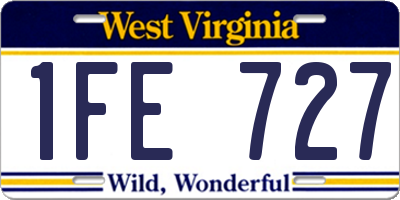 WV license plate 1FE727