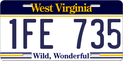 WV license plate 1FE735
