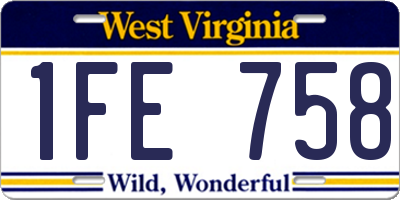 WV license plate 1FE758