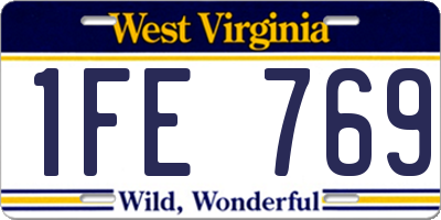WV license plate 1FE769