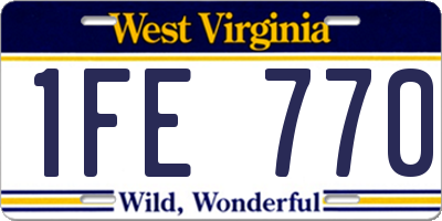 WV license plate 1FE770