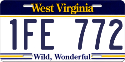 WV license plate 1FE772