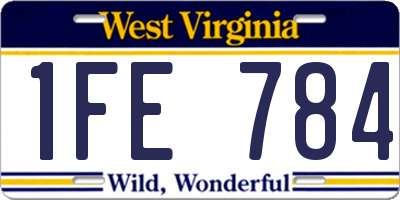 WV license plate 1FE784