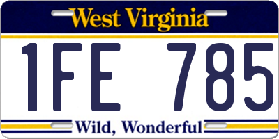 WV license plate 1FE785