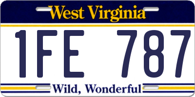 WV license plate 1FE787