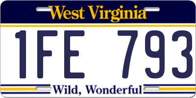 WV license plate 1FE793