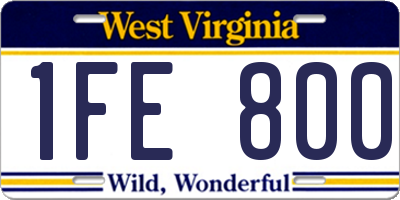 WV license plate 1FE800