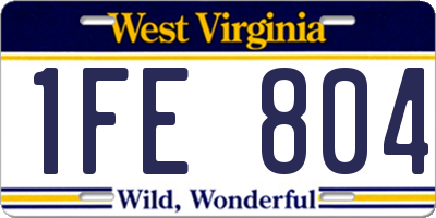 WV license plate 1FE804
