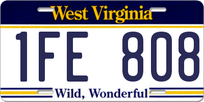 WV license plate 1FE808