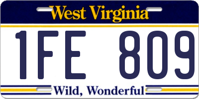 WV license plate 1FE809