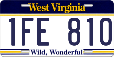 WV license plate 1FE810