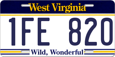 WV license plate 1FE820