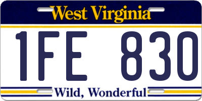 WV license plate 1FE830