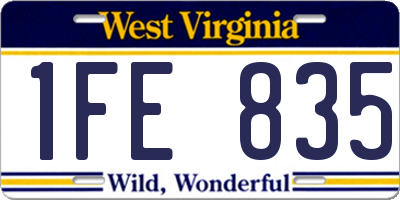WV license plate 1FE835